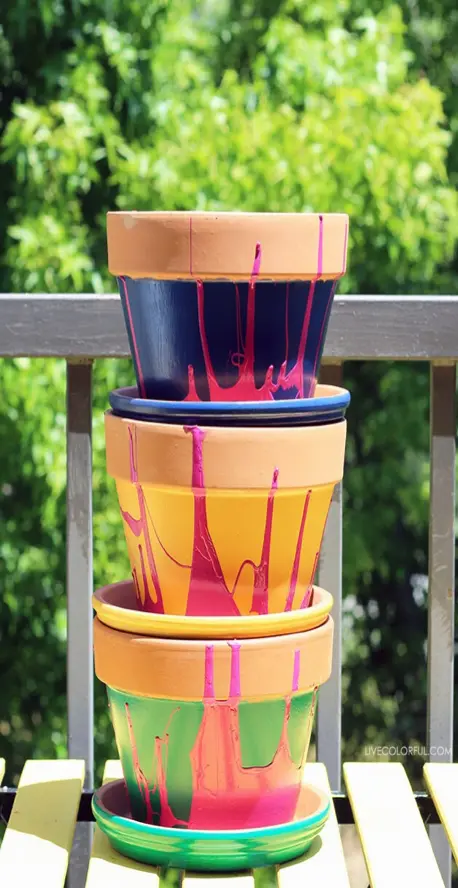 Hand-painted outdoor pots.